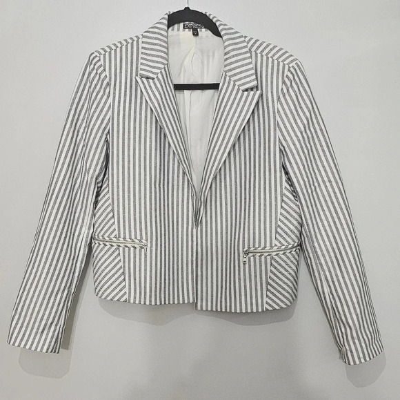 Express vintage Striped Cropped opened front blazer size 12 - Picture 1 of 6